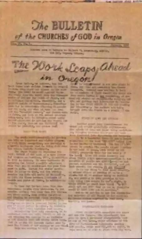 The Bulletin of the Churches of God in Oregon (Jan 1938, Vol 4, No 1